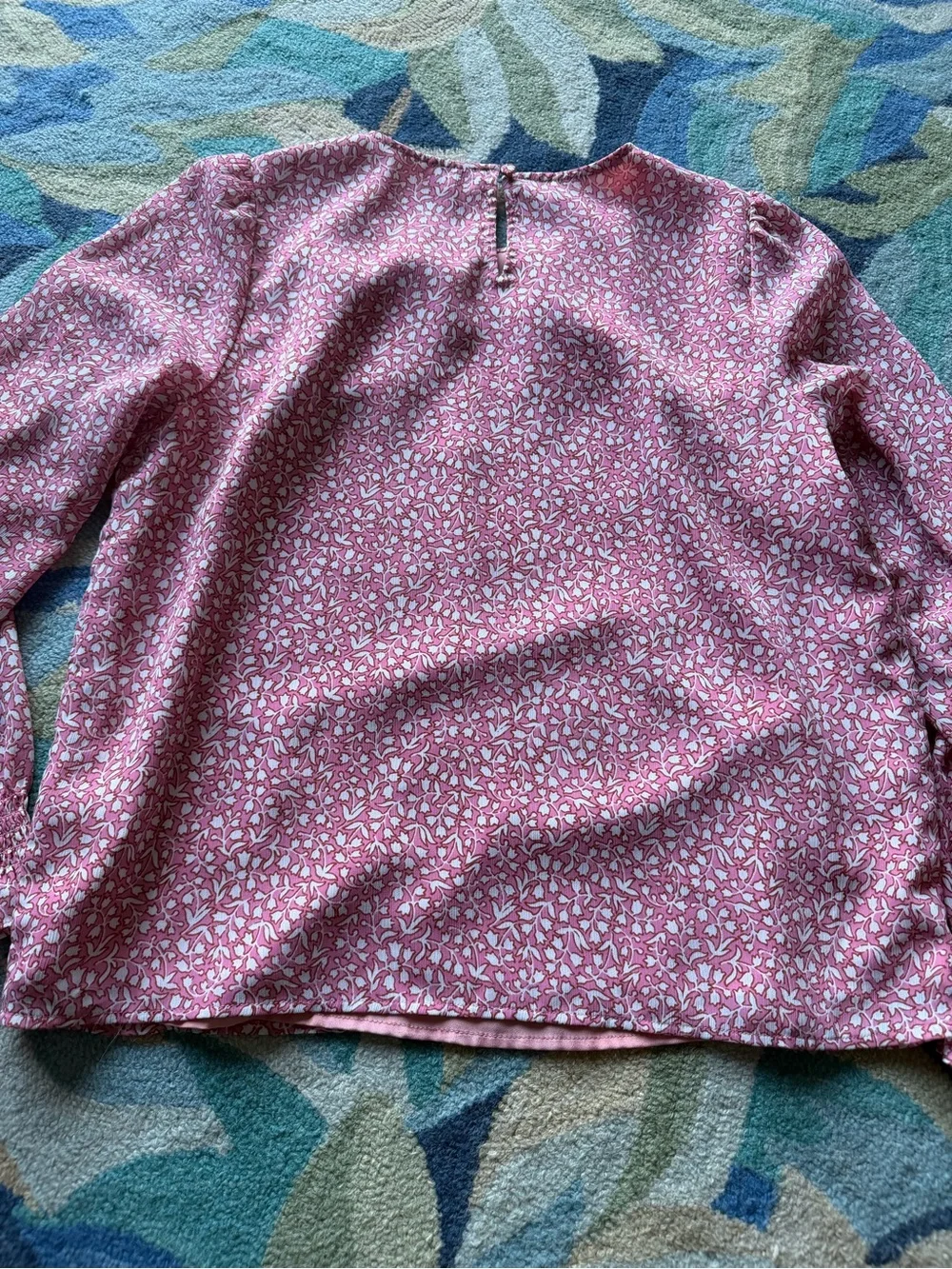 J. Crew Rose Pink Printed Long-Sleeve Blouse size small
